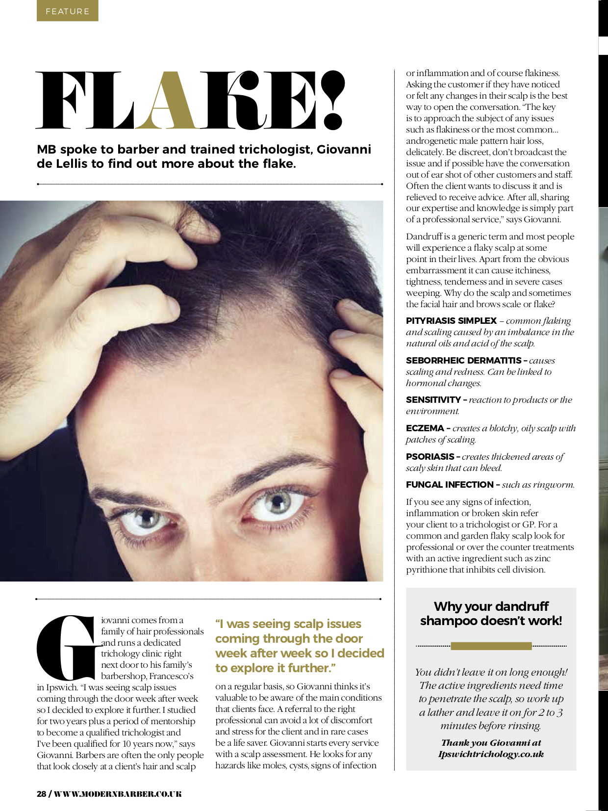FLAKE! Modern Barber Magazine article by Giovanni De Lellis
